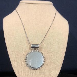 Vintage Sterling Silver Scalloped Pendant Necklace